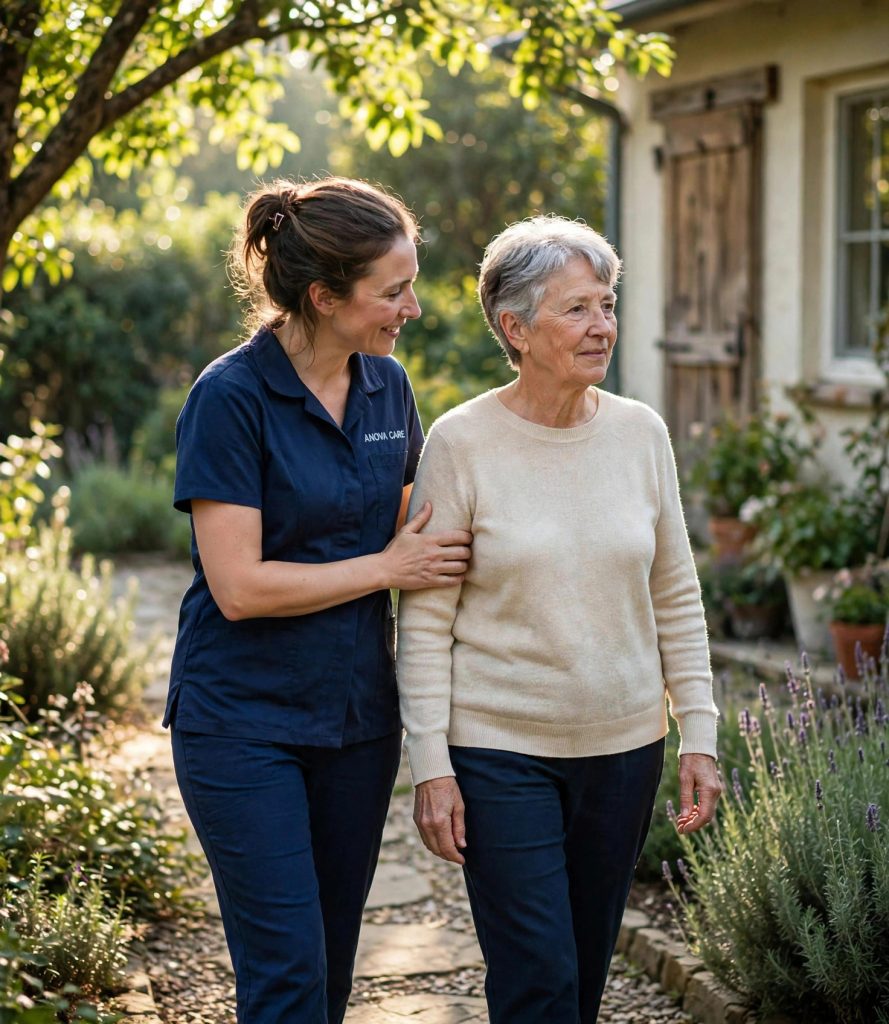 Compassionate counselor comforting a grieving woman in a warm quiet room